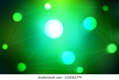 Dark Green vector texture with disks, lines. Design with connection of dots and lines on colorful background. Pattern can be used for beautiful websites.