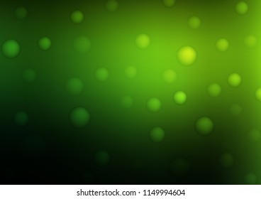 Dark Green vector texture with disks. Illustration with set of shining colorful abstract circles. Completely new template for your brand book.