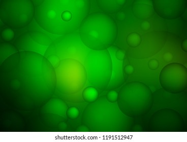 Dark Green vector texture with disks. Illustration with set of shining colorful abstract circles. Pattern can be used as texture of water, rain drops.