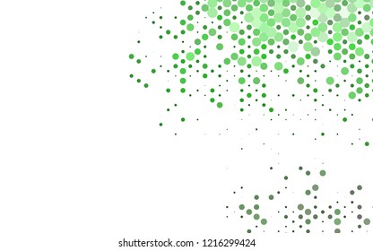 Dark Green vector texture with disks. Glitter abstract illustration with blurred drops of rain. Design for posters, banners.