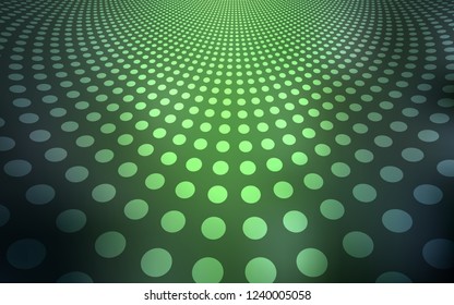 Dark Green vector texture with disks. Illustration with set of shining colorful abstract circles. Pattern can be used for beautiful websites.