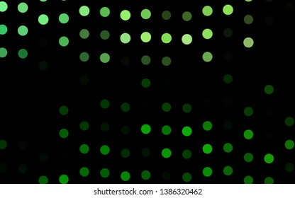 Dark Green vector texture with disks. Blurred decorative design in abstract style with bubbles. Template for your brand book.