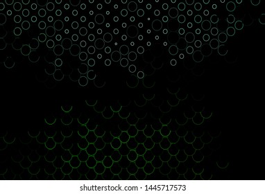 Dark Green vector texture with disks. Blurred bubbles on abstract background with colorful gradient. Design for business adverts.