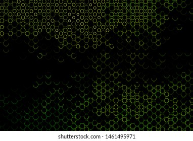 Dark Green vector texture with disks. Blurred decorative design in abstract style with bubbles. Design for business adverts.
