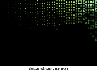 Dark Green vector texture with disks. Blurred bubbles on abstract background with colorful gradient. Design for business adverts.