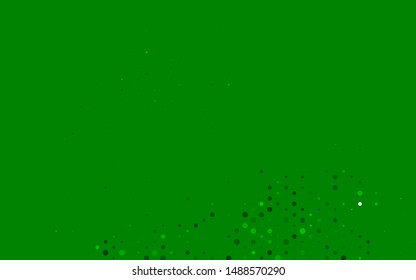Dark Green vector texture with disks. Colorful illustration with blurred circles in nature style. Design for business adverts.