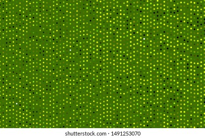 Dark Green vector texture with disks. Illustration with set of shining colorful abstract circles. Pattern for ads, booklets.