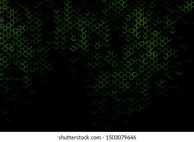 Dark Green vector texture with disks. Illustration with set of shining colorful abstract circles. Pattern of water, rain drops.
