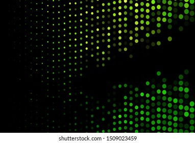 Dark Green vector texture with disks. Glitter abstract illustration with blurred drops of rain. Design for posters, banners.