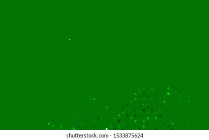 Dark Green vector texture with disks. Colorful illustration with blurred circles in nature style. Design for business adverts.