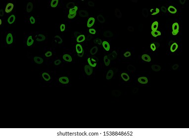 Dark Green vector texture with disks. Blurred decorative design in abstract style with bubbles. Design for posters, banners.