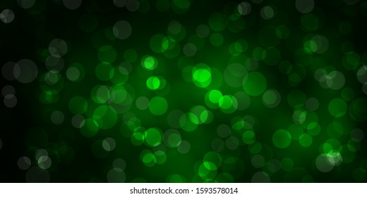 Dark Green vector texture with disks. Glitter abstract illustration with colorful drops. New template for a brand book.