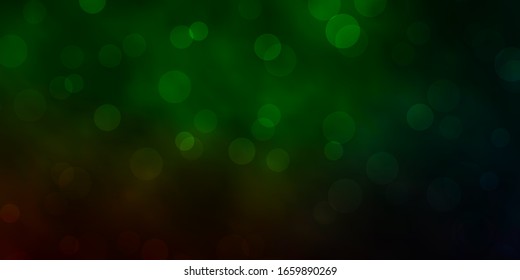 Textura vectorial verde oscuro con discos. Ilustración colorida con puntos degradados en estilo natural. Patrón para anuncios comerciales.