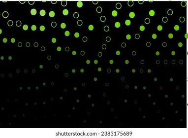Dark Green vector texture with disks. Illustration with set of shining colorful abstract circles. Design for posters, banners.