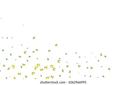 Dark Green vector texture with financial symbols. Modern abstract illustration with symbols of money. Best design for your ad, poster, banner of money.