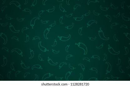 Dark Green vector texture with hot peppers. Blurred decorative design of peppers in doodle style. Pattern for menu of cafes, bars, restaurants.