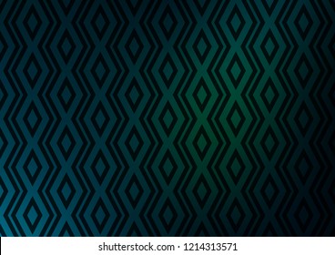 Dark Green vector texture with lines, rhombuses. Colorful lines, squares on abstract background with gradient. Smart design for your business advert.