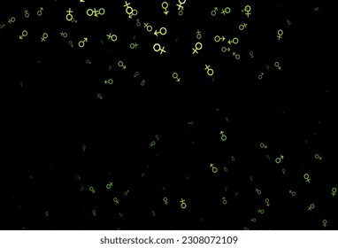Dark green vector texture with male, female icons. Simple gradient design in abstract style with gender shapes. Smart design for dating applications.