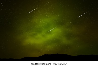Dark Green vector texture with milky way stars. Shining colored illustration with bright astronomical stars. Template for cosmic backgrounds.