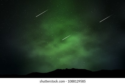 Dark Green vector texture with milky way stars. Space stars on blurred abstract background with gradient. Pattern for astrology websites.