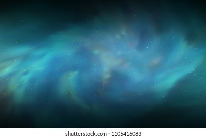 Dark Green vector texture with milky way stars. Glitter abstract illustration with colorful cosmic stars. Pattern for futuristic ad, booklets.