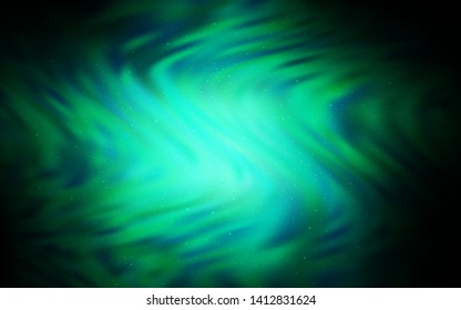Dark Green vector texture with milky way stars. Space stars on blurred abstract background with gradient. Smart design for your business advert.