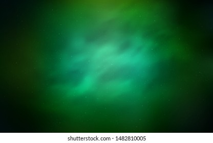 Dark Green vector texture with milky way stars. Shining colored illustration with bright astronomical stars. Pattern for astrology websites.