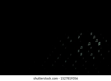 Dark Green vector texture with musical notes. Modern abstract illustration with melody keys. Pattern for school ad, booklets.