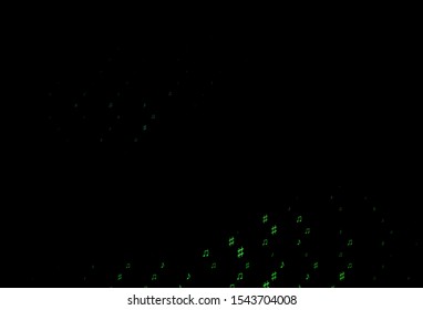Dark Green vector texture with musical notes. Isolated colorful music keys on abstract background. Modern design for wallpapers.