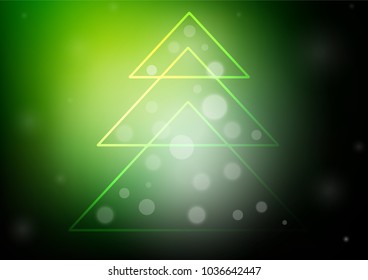 Dark Green vector texture with a new year tree. Christmas tree on blurred abstract background with gradient. New year design for your business advert.
