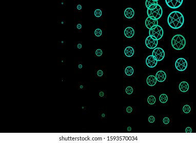 Dark Green vector texture with religion symbols. Abstract illustration with gothic gradient shapes. Simple design for occult depiction.