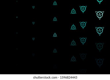 Dark Green vector texture with religion symbols. Retro design in abstract style with witchcraft forms. Simple design for occult depiction.