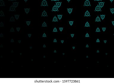 Dark Green vector texture with religion symbols. Abstract illustration with gothic gradient shapes. Background for esoteric, mystic designs.