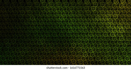 Dark Green vector texture with religion symbols. Colorful vintage illustration with gradient alchemy shapes. Background for esoteric, mystic designs.