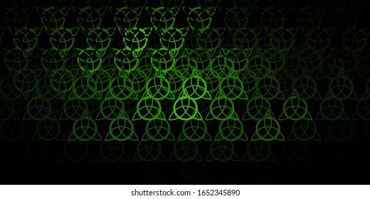 Dark Green vector texture with religion symbols. Retro design in abstract style with witchcraft forms. Best design halloween events.