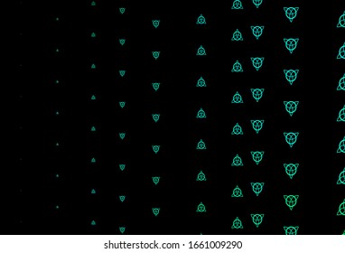 Dark Green vector texture with religion symbols. Illustration with magical signs of spiritual power. Design for magic, spiritual events.