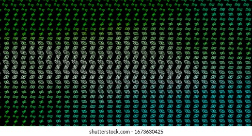 Dark Green vector texture with religion symbols. Retro design in abstract style with witchcraft forms. Design for magic, spiritual events.