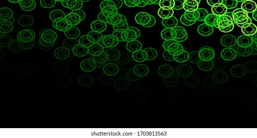 Dark Green vector texture with religion symbols. Retro design in abstract style with witchcraft forms. Background for esoteric, mystic designs.