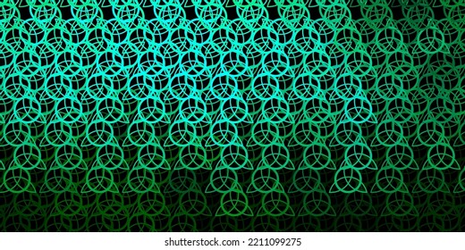 Dark Green vector texture with religion symbols. Illustration with magical signs of spiritual power. Design for magic, spiritual events.