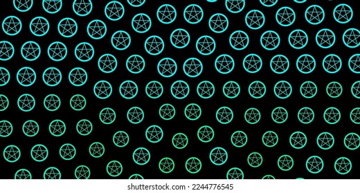 Dark Green vector texture with religion symbols. Colorful mystic symbols with a gradient in ancient style. Simple base for your occult design.