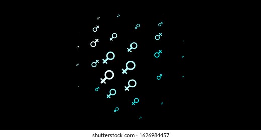 Dark Green vector texture with women's rights symbols. Illustration with signs of women's strength and power. Simple design for your web site.
