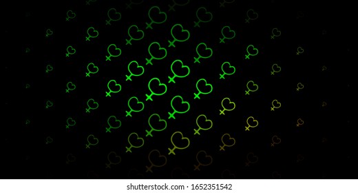 Textura vectorial verde oscuro con símbolos de derechos de la mujer. Diseño sencillo de estilo abstracto con activismo por los derechos de la mujer. Mejor diseño para mostrar el poder de las mujeres.