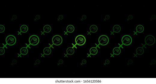 Dark Green vector texture with women's rights symbols. Colorful illustration with gradient feminism shapes. Design for International Women’s Day.