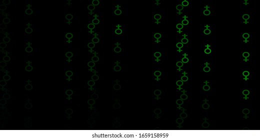 Dark Green vector texture with women's rights symbols. Abstract illustration with a depiction of women's power. Best design to show the power of women.