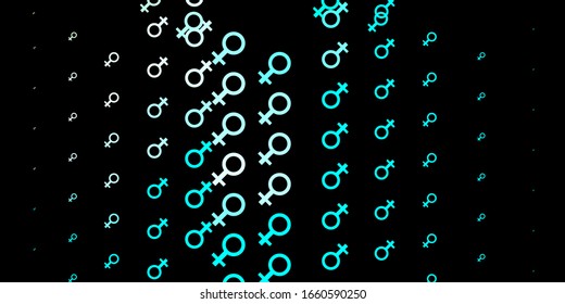 Dark Green vector texture with women's rights symbols. Illustration with signs of women's strength and power. Design for International Women’s Day.