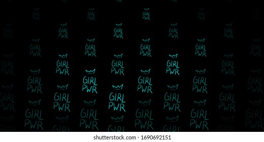 Dark Green vector texture with women's rights symbols. Abstract illustration with a depiction of women's power. Simple design for your web site.