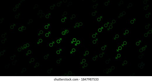 Dark Green vector texture with women's rights symbols. Colorful illustration with gradient feminism shapes. Simple design for your web site.