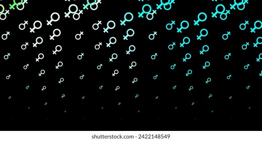 Dark Green vector texture with women's rights symbols. Illustration with signs of women's strength and power. Design for International Women’s Day.