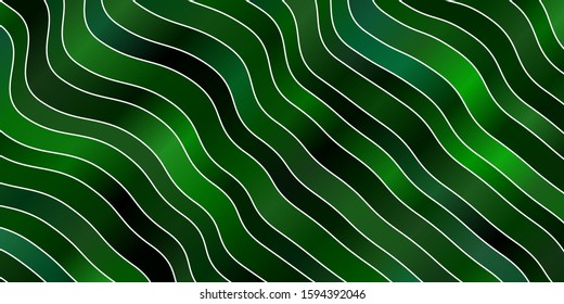 Dark Green vector texture with wry lines. Abstract illustration with bandy gradient lines. Pattern for business booklets, leaflets
