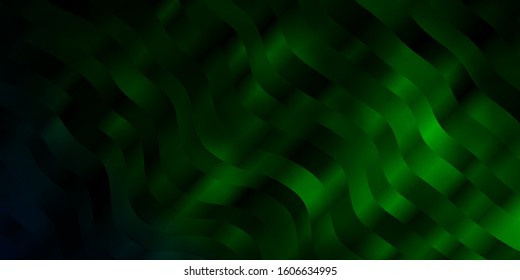 Dark Green vector texture with wry lines. Bright illustration with gradient circular arcs. Best design for your ad, poster, banner.